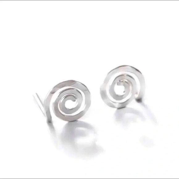 Moodtherapy Sterling Silver Spiral Stud Earrings Handmade Modern Art Design NEW - Picture 3 of 10